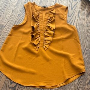 J. Crew Mustard Ruffle Front Sleeveless Blouse